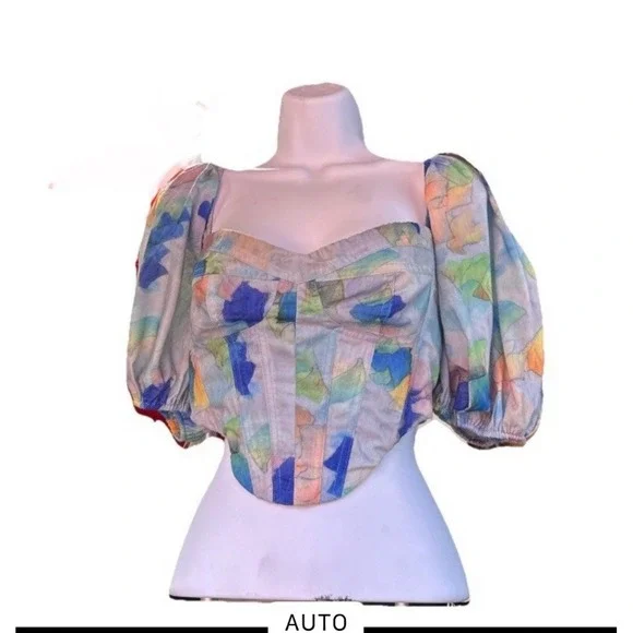 Fashion, Nova Butterfly_chic_clothing wWatercolor Corset Top Size Medium - Picture 2 of 13